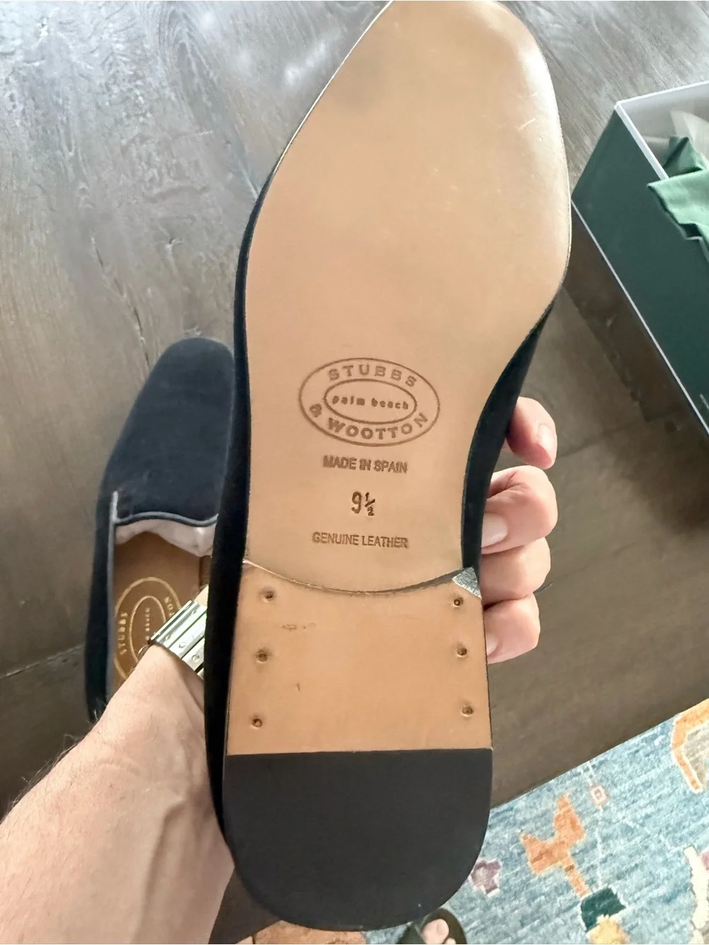 Stubbs & Wootton Black VELVET SLIPPER. Never Worn!! Size US9.5/UK9/EU43